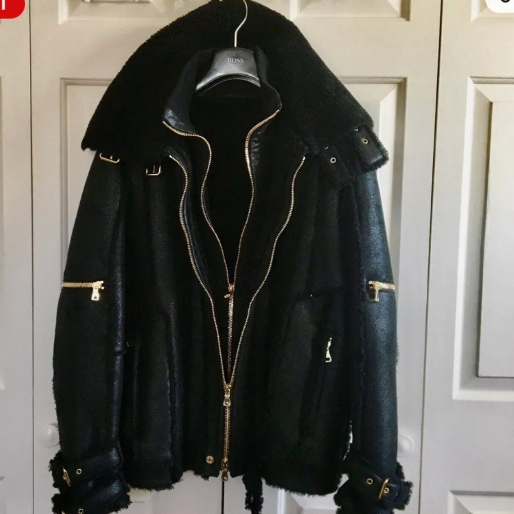 Balmain 2018 Runway Edition Double Zipped Dual Panels Shearling Coat For Men